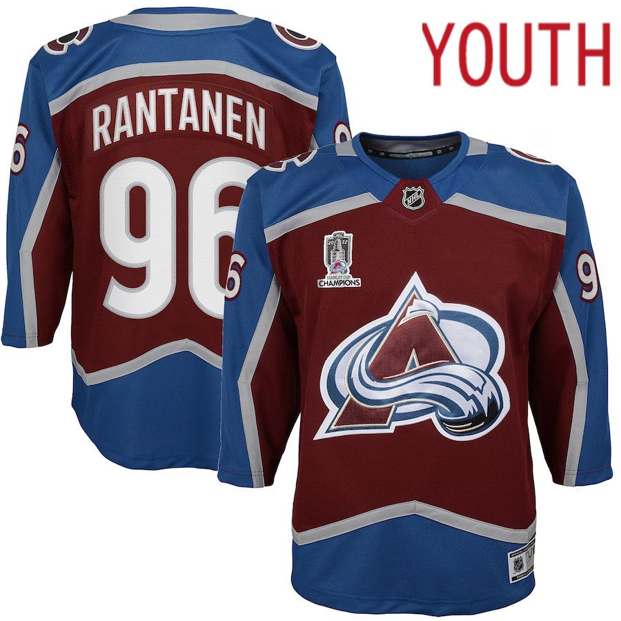 Youth Colorado Avalanche 96 Mikko Rantanen Burgundy Home 2022 Stanley Cup Champions Premier Player NHL Jersey